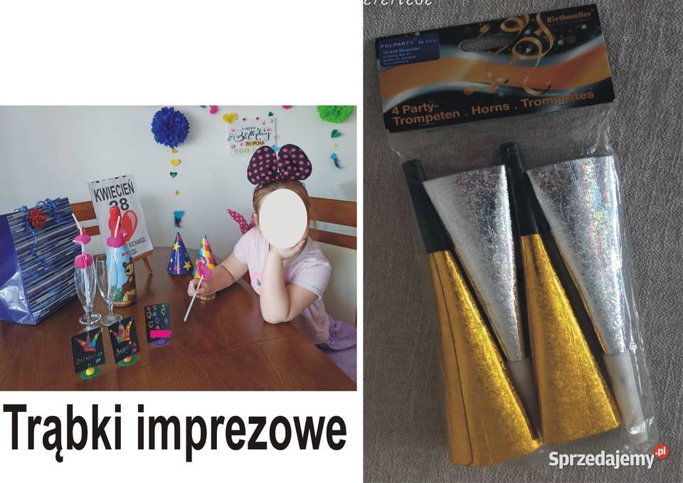 Złote i srebrne trąbki imprezowe dzieci Radzyń Podlaski sprzedam