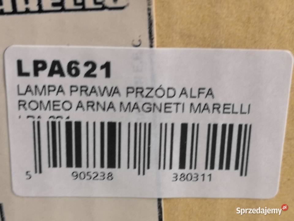 LAMPA PRAWY PRZÓD ALFA ROMEO GIULIETTA 116 osobowe