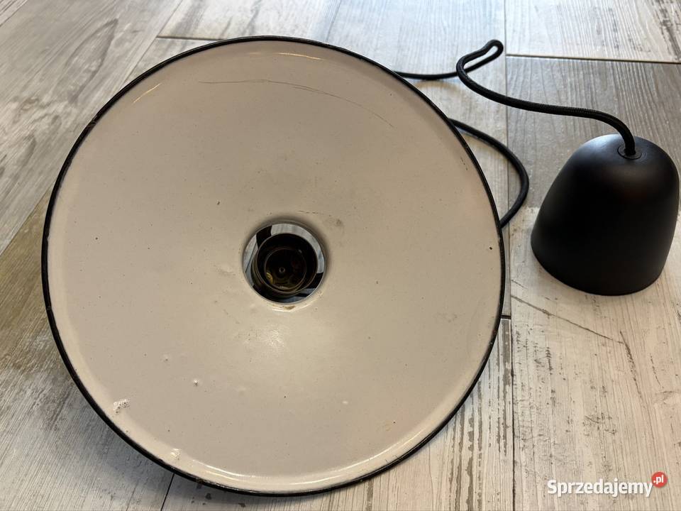 Lampa industrialna metalowa emaliowana wisząca Antyki