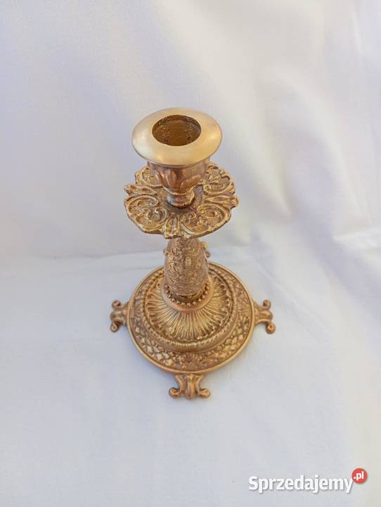 ŚWIECZNIK MOSIĘŻNY ZDOBIONY ORYGINALNY WZÓR Niemodlin