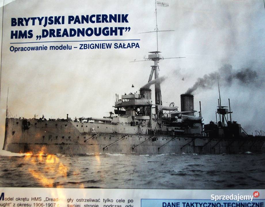 Brytyjski Pancernik HMS Dreadnought 1200 Mały Antyki, Sztuka, Kolekcje małopolskie Myślachowice sprzedam