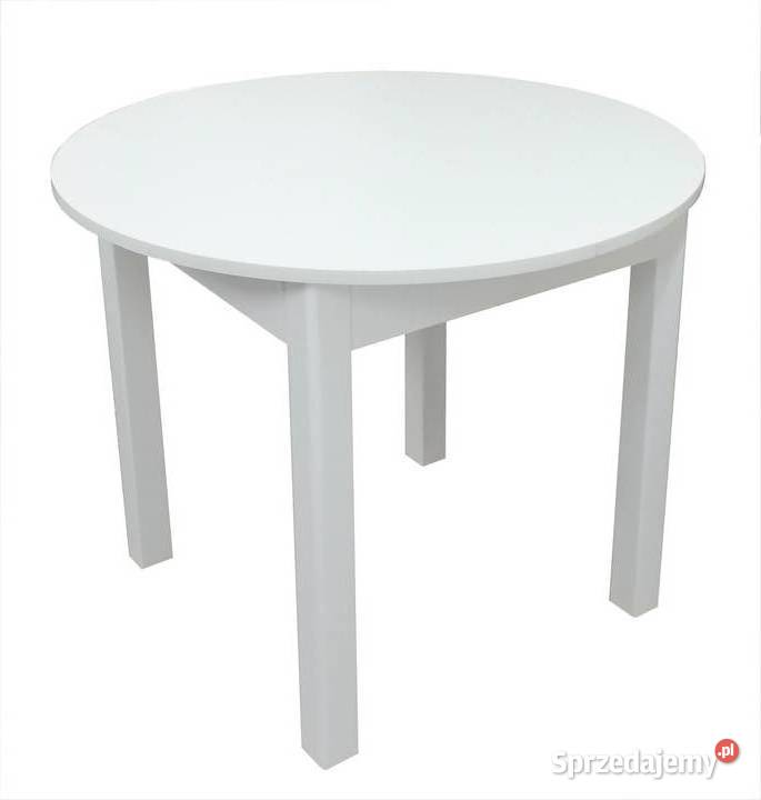 STÓŁ OKRĄGŁY ROZKŁADANY FI 90 ŁAWA KOLORY BIAŁY Tołkiny