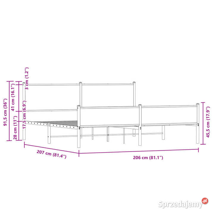 Łóżko Czarne Metalowe Rama Łóżka Metalowa Ze 207cm Warszawa