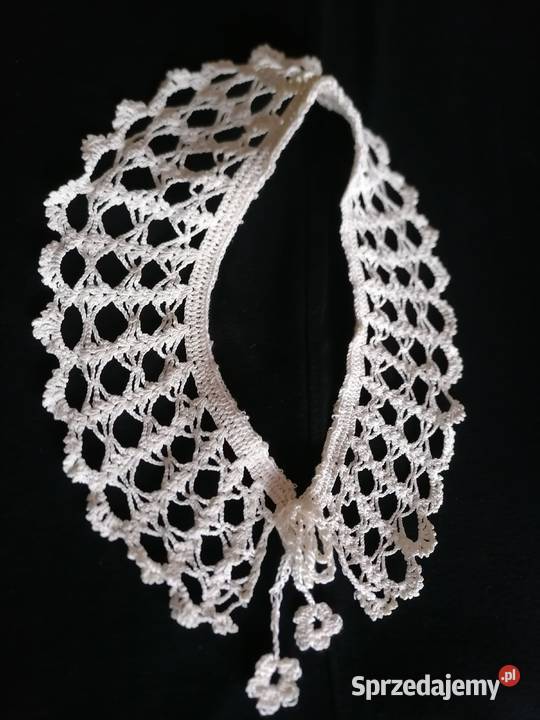 Kołnierzyk biały szydełkowy z niciRękodzieło łódzkie Łódź sprzedam