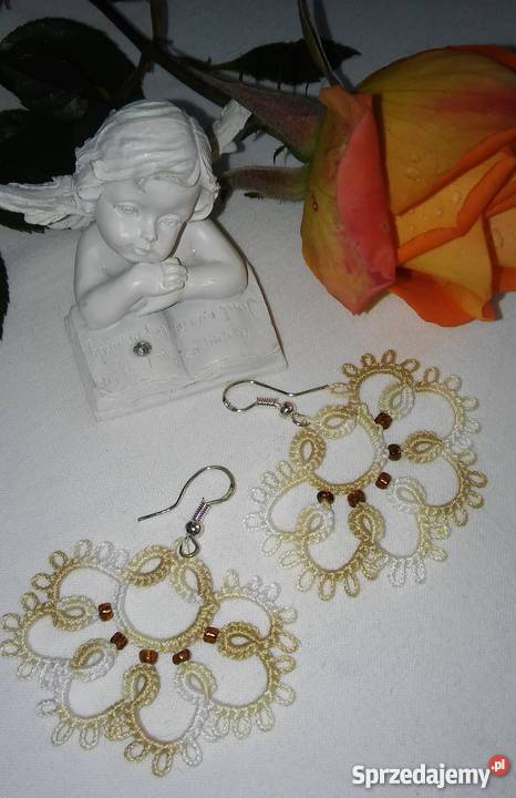 Kolczyki Frywolitkowe Wiśniowa