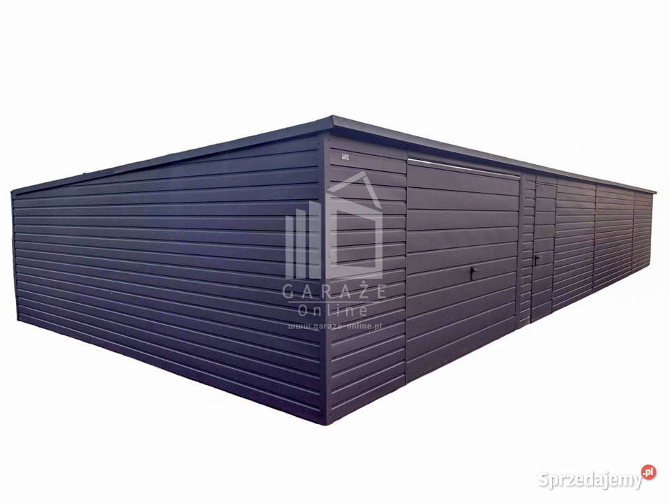 GARAŻ BLASZANY 15m x 6m spad tył Brama uchylna Miastko