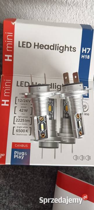Żarówki LED H7 H18 650K Białe 2 Łagów sprzedam