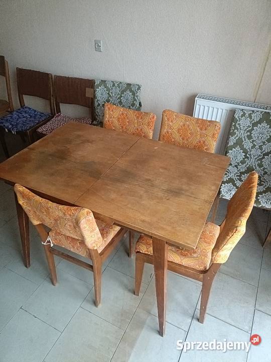 Stół drewniany rozkładany z krzesłami Łódź