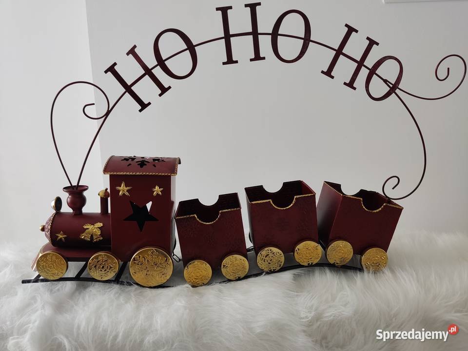Świąteczny pociąg metalowy czerwony Dębica