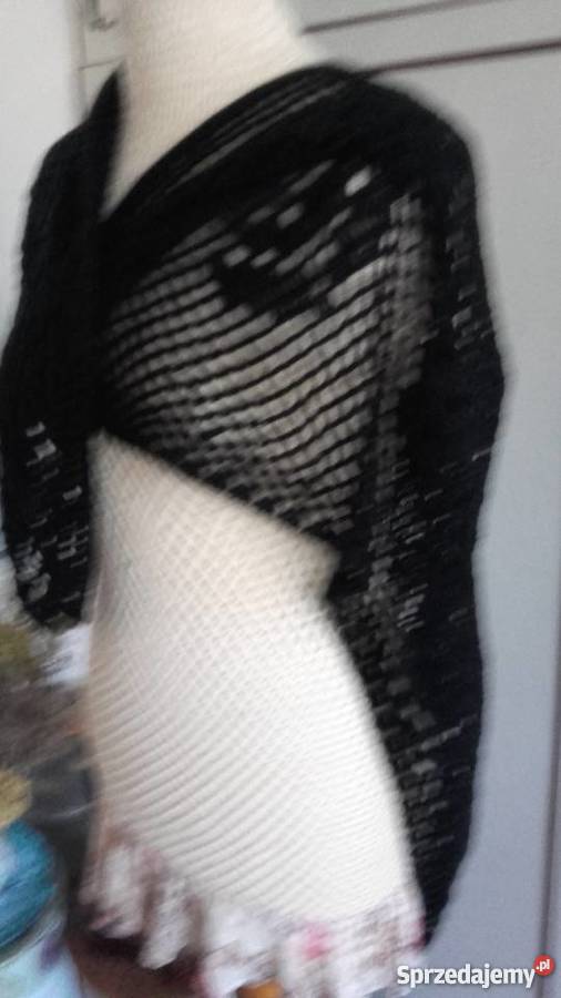 CZARNA RÓŻANA CHUSTA Z BAWEŁNY RĘKODZIEŁO