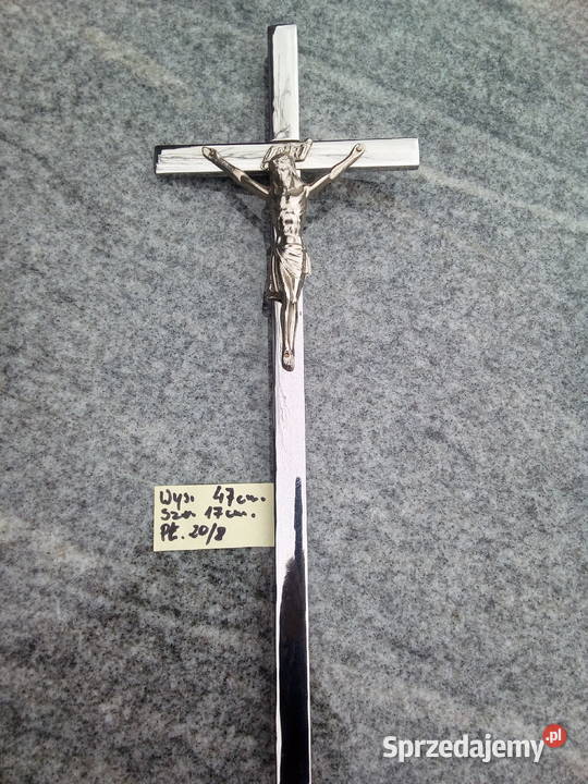 Krzyż płaskownik nierdzewny z wizerunkiem Strzegowo sprzedam