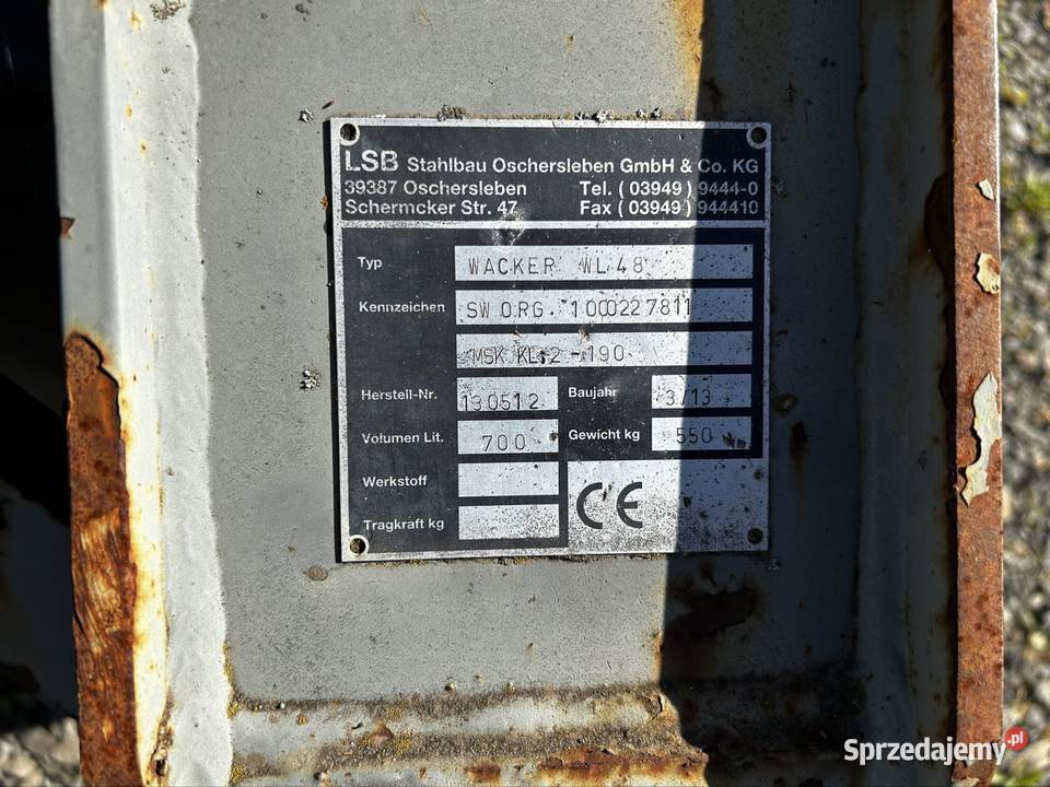 Łyżka uchylna hydrauliczną Wacker Wl 48 Jasło