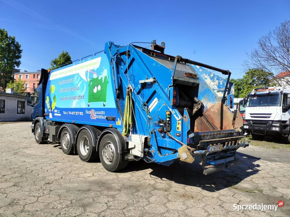 SCANIA P360 8x2 ŚMIECIARKA 3 OSIE SKRĘTNE elektryczne lusterka Śmieciarki Częstochowa
