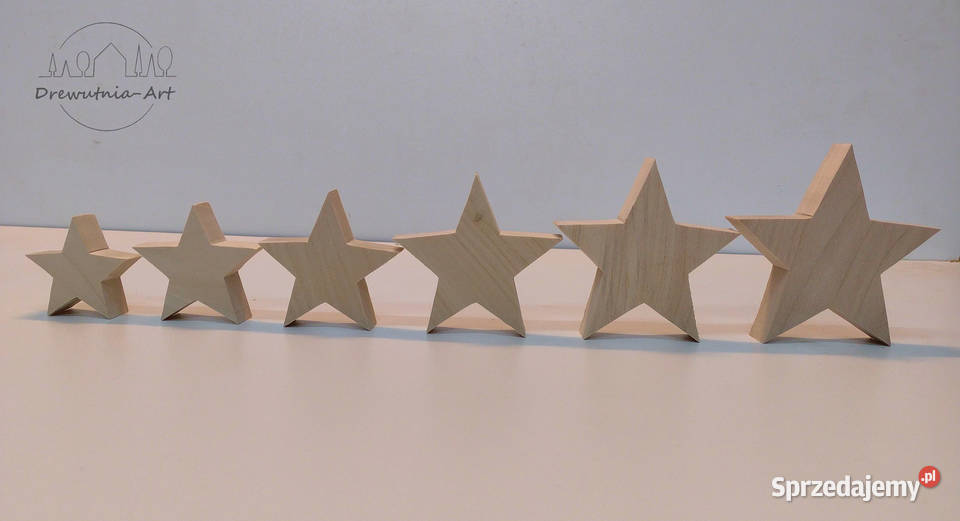 Gwiazda Gwiazdki drewniane 3D grube zestaw 6