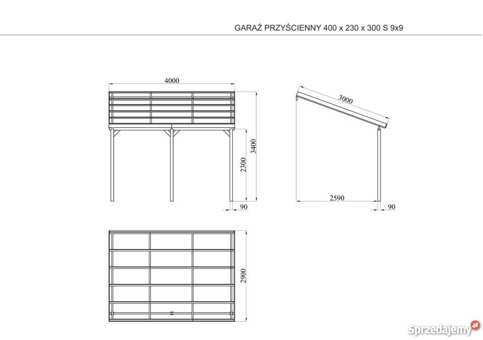 Wiata drewniana przyścienna 400x300 Wooder Wrocław