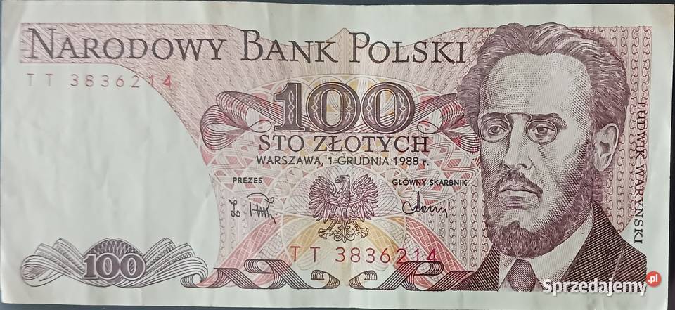 100 złotych 1XII1988 seria TT Konin
