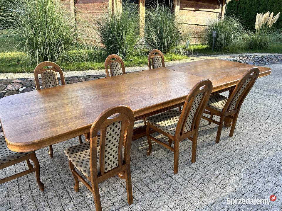 solidny stół dębowy z krzeslami Kargowa