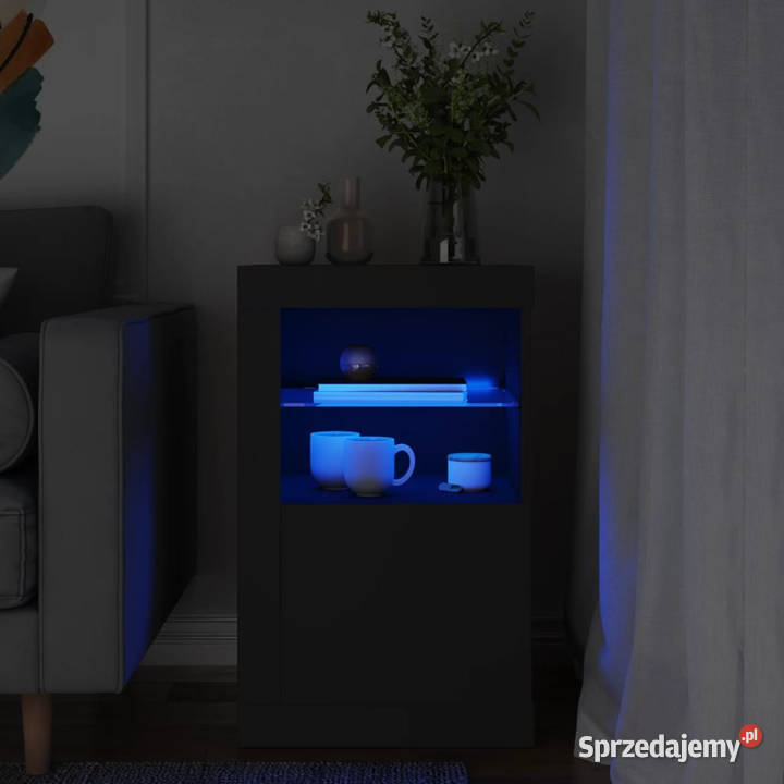 Szafka boczna z LED czarna materiał Warszawa
