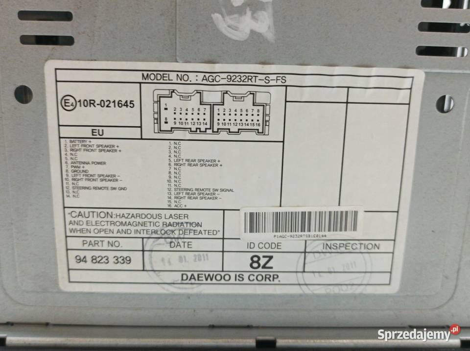 RADIO DO ROZKODOWANIA AGC9232RTSFS Chevrolet świętokrzyskie