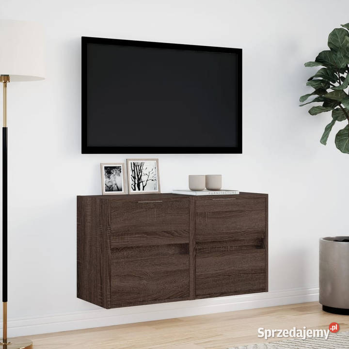 Ścienne szafki TV z LED 2 brązowy dąb 41x31x45 sprzedam