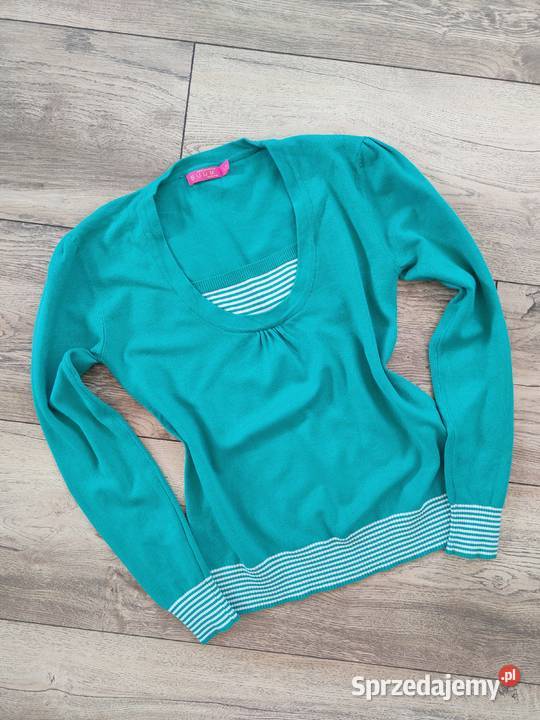 Zielony sweter Paski Vintage 40 42 Rozmiar 40(L) podkarpackie