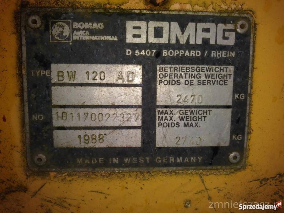 Walec drogowy Bomag BW 120 AD Bolków sprzedam
