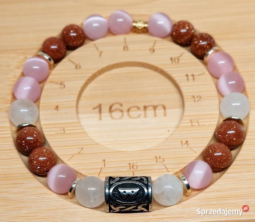 BRANSOLETKA RUNA BERKANO KAMIEŃ KWARC STAL Bransoletki mazowieckie Warszawa sprzedam