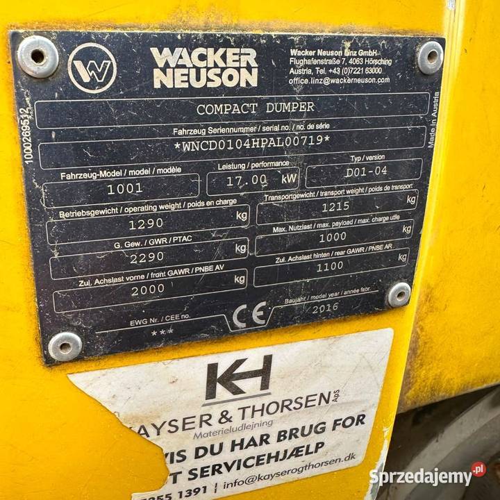 Wozidło ładowarka Wacker Neuson 1001 z 2016 Roku Tokarnia