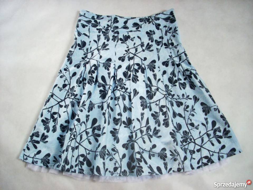Spódnica GRANAT kwiaty niebieska TIUL S M j nowa Nowy Sącz