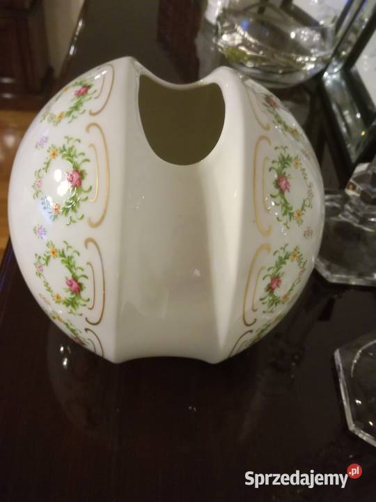 Porcelana Krautheim Rzadki wazon kugel biały śląskie Jastrzębie-Zdrój