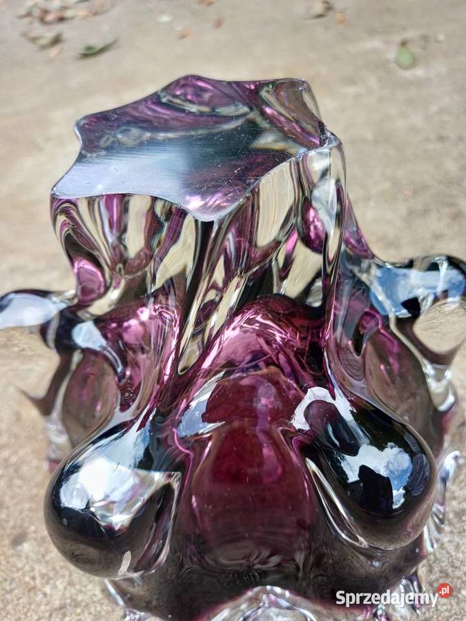 Retro patera z 60 tych lat hutnicze szkło Lubań