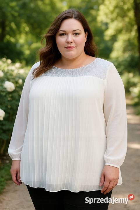 Bluzka damska elegancka szyfonowa cekiny plisy Pątnów