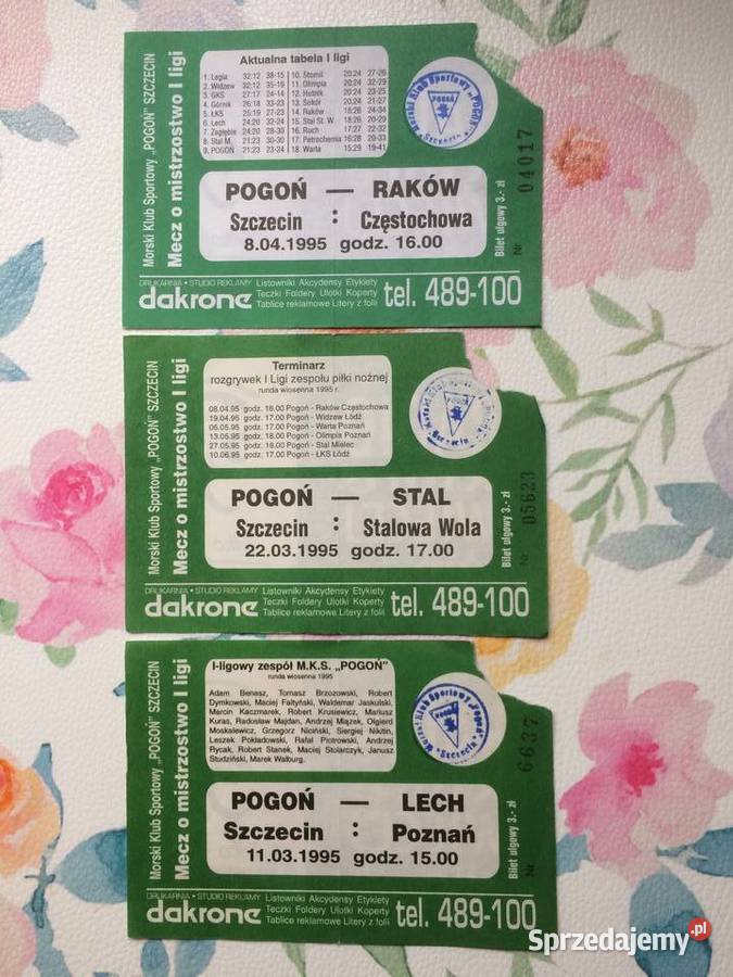 1160 Bilety Pogoni Szczecin 1995 R Antykwariat