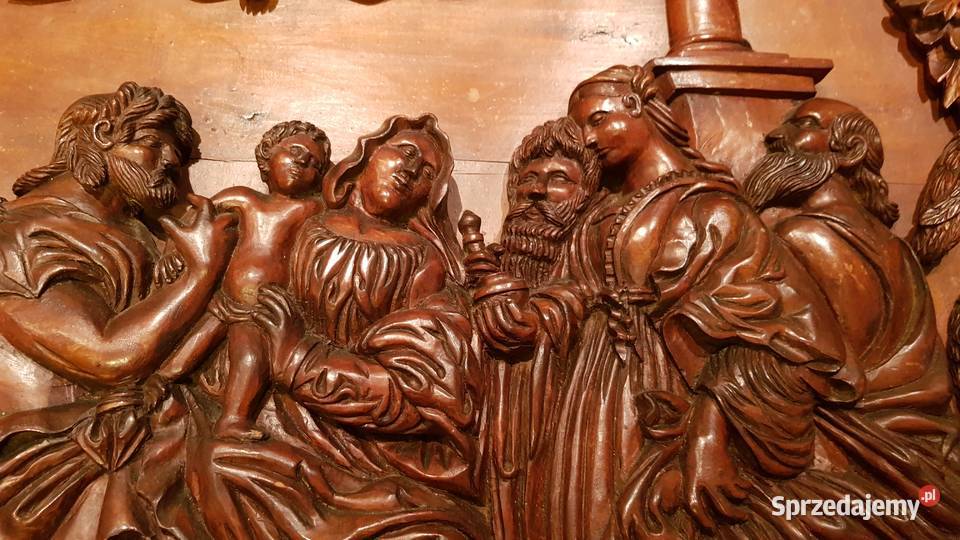Rzeźba figura drewno Święta Rodzina Trzej Antyki Orneta