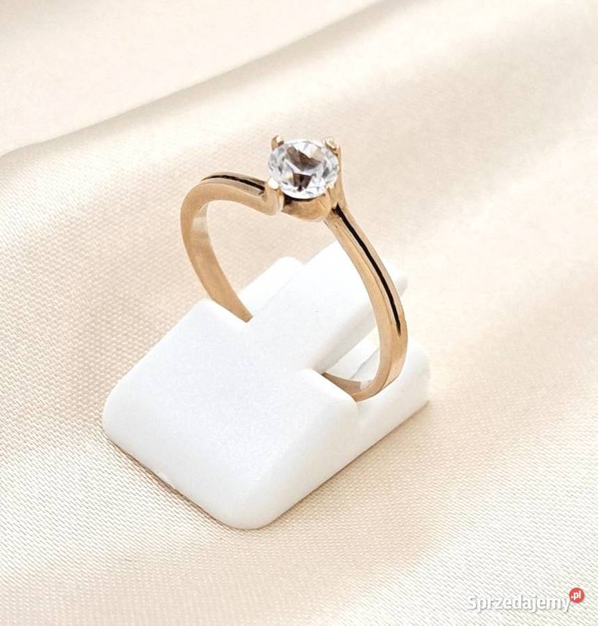 Pierścionek r15 Złoty pr585 classic z jednym Poznań