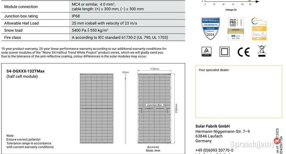Panel PV Solar Fabrik Mono S4 Halfcut 620W