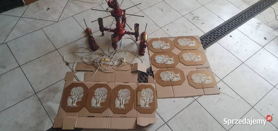 Żyrandol dwa kinkiety lata 7090 Pozostałe Kielce