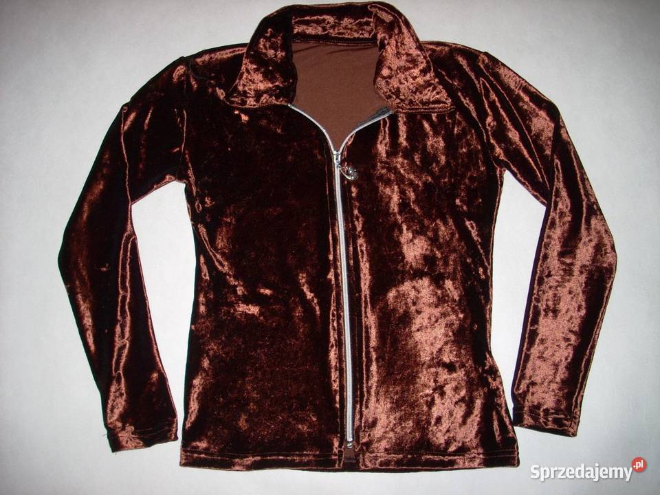 Bluza Welurowa Welur na Zamek 34 36 brązowy/beżowy Bluzki i koszule małopolskie Nowy Sącz