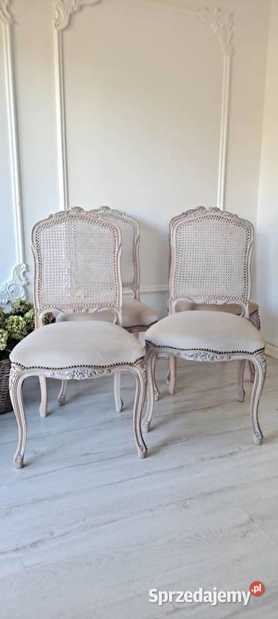 Stylowe krzesła rafia Shabby Chic Ludwik Szczecin