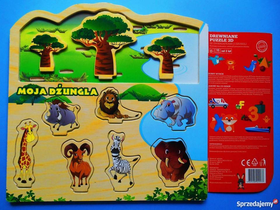 PUZZLE drewniane 3D dżungla wiek 2 2 lata+ mazowieckie Warszawa sprzedam