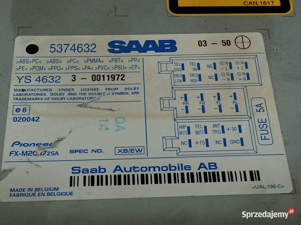 RADIO 5374632 Saab 95 I 19972009 Rok produkcji 2004