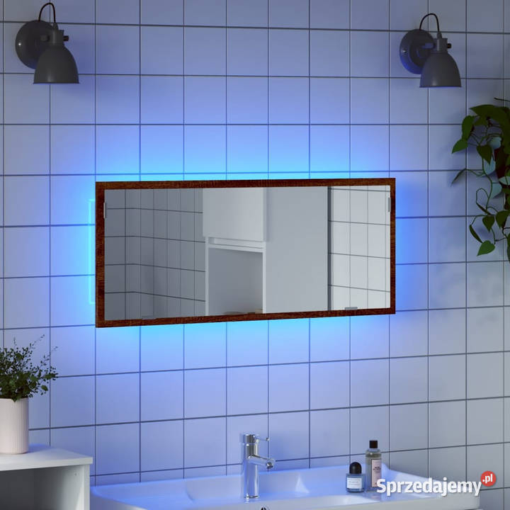 Lustro łazienkowe z LED brązowy dąb 100x85x37 Warszawa