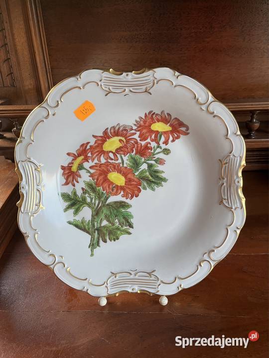 Patera z białej porcelany Chryzantemy Powstała Gdańsk sprzedam
