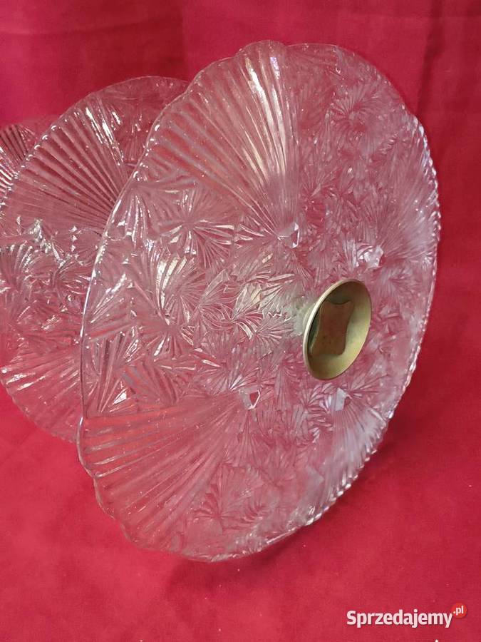 Trójpoziomowa patera szklana etażerka vintage Chorzew sprzedam