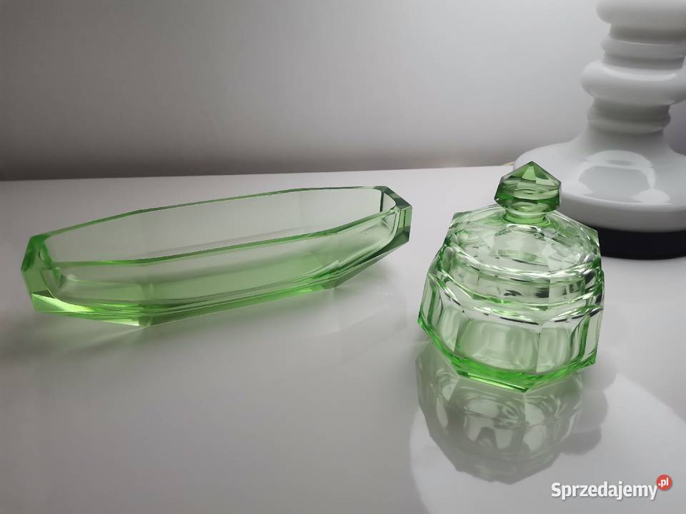 Stary zielony zestaw toaletowy Art Deco 1930 śląskie Katowice