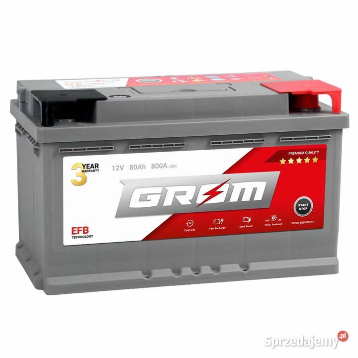 Akumulator GROM EFB STARTSTOP 80Ah 800A Prawy osobowe Akumulatory Łódź