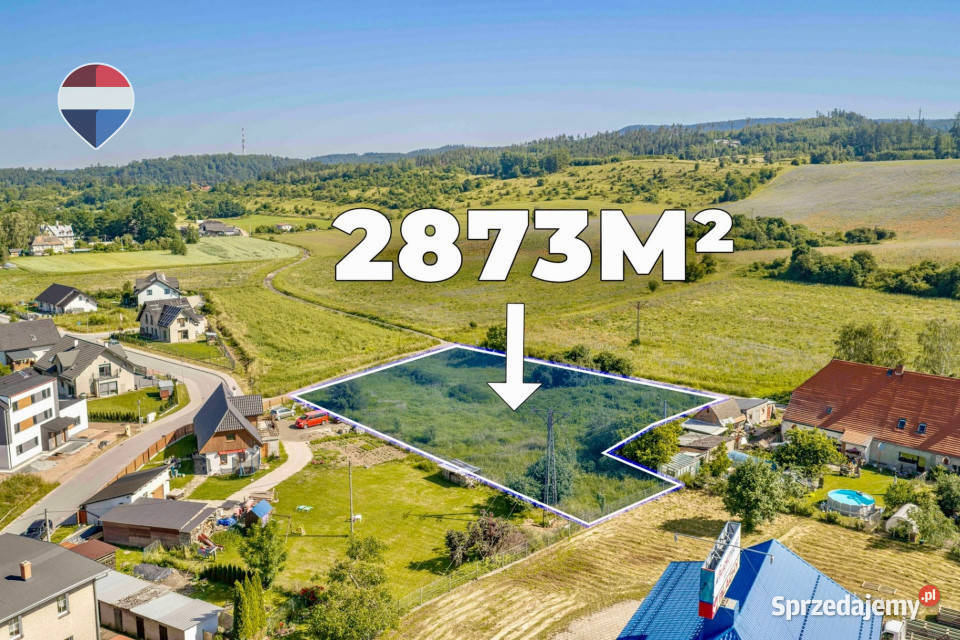 Działka budowlana 2873 m z mediami i dojazdem
