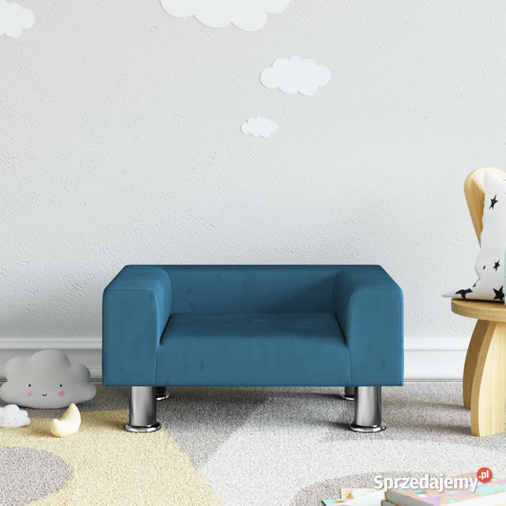 Sofa dzieci niebieska 50x40x265 aksamitna
