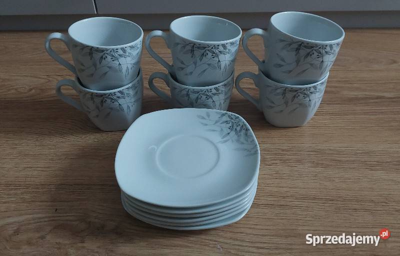 NOWY Zestaw filiżanek porcelanowych ze spodkami biały Warszawa