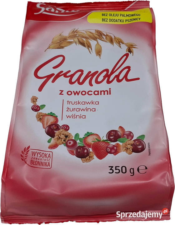 Granola z owocami truskawka żurawina wiśnia 350g Czeladź